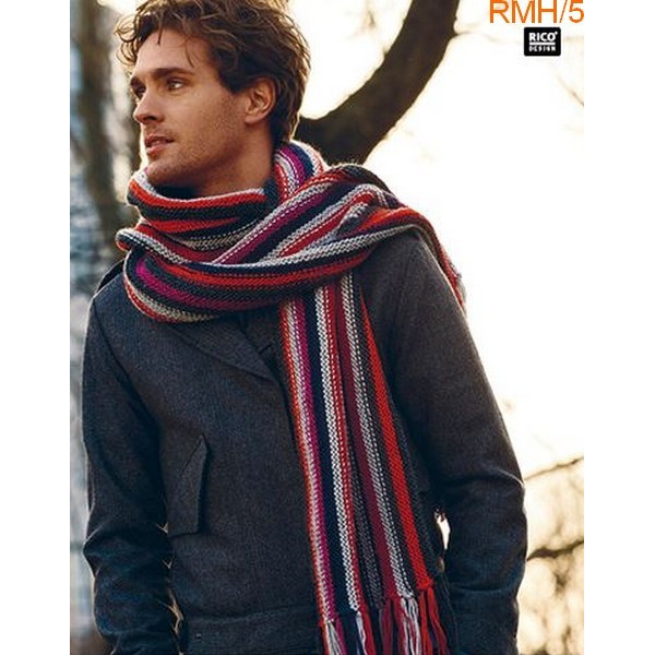 Modèle Echarpe homme longue Laine Rico Design Essentials Soft Merino Aran