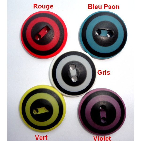 Bouton cible couleur 25mm fantaisie