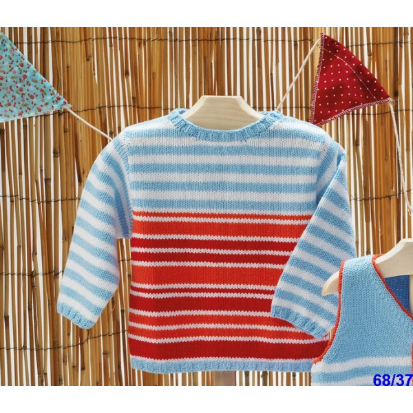 Modèle à tricoter gratuit Pull Bébé Laine Katia Coton Mississippi 3