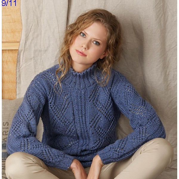 Modèle Pull Femme Laine Katia Merino tweed